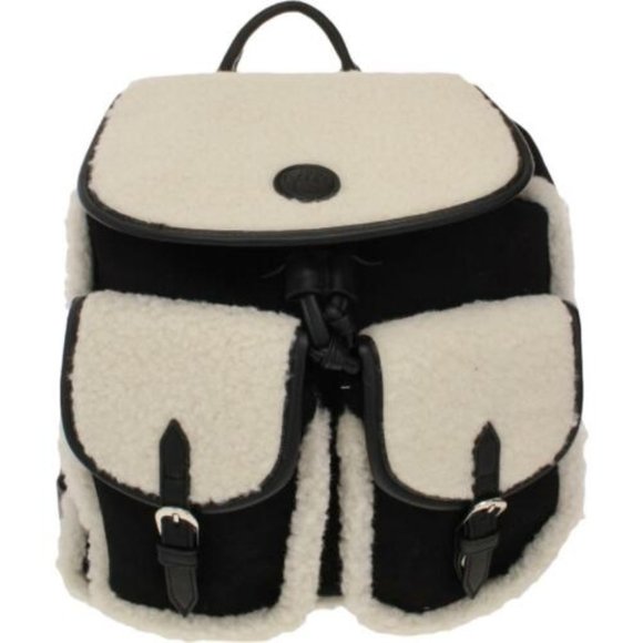 BEARPAW FAUX SUEDE SHEARLING TRIM ADJUSTABLE DELUXE BACKPACK